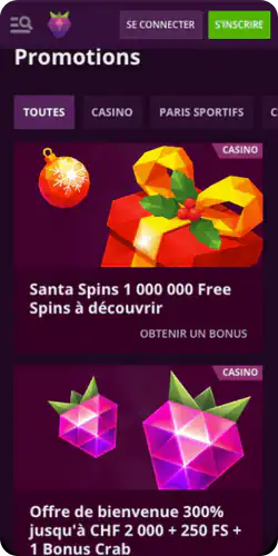 section bonus et offres Malina